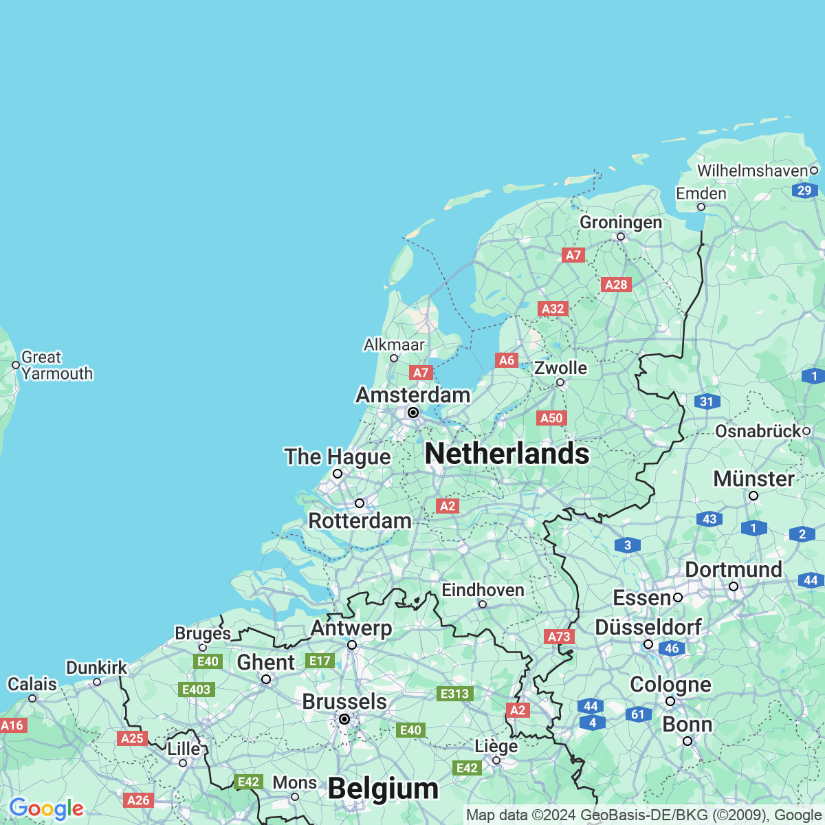 Carte du voyage Direction Amsterdam