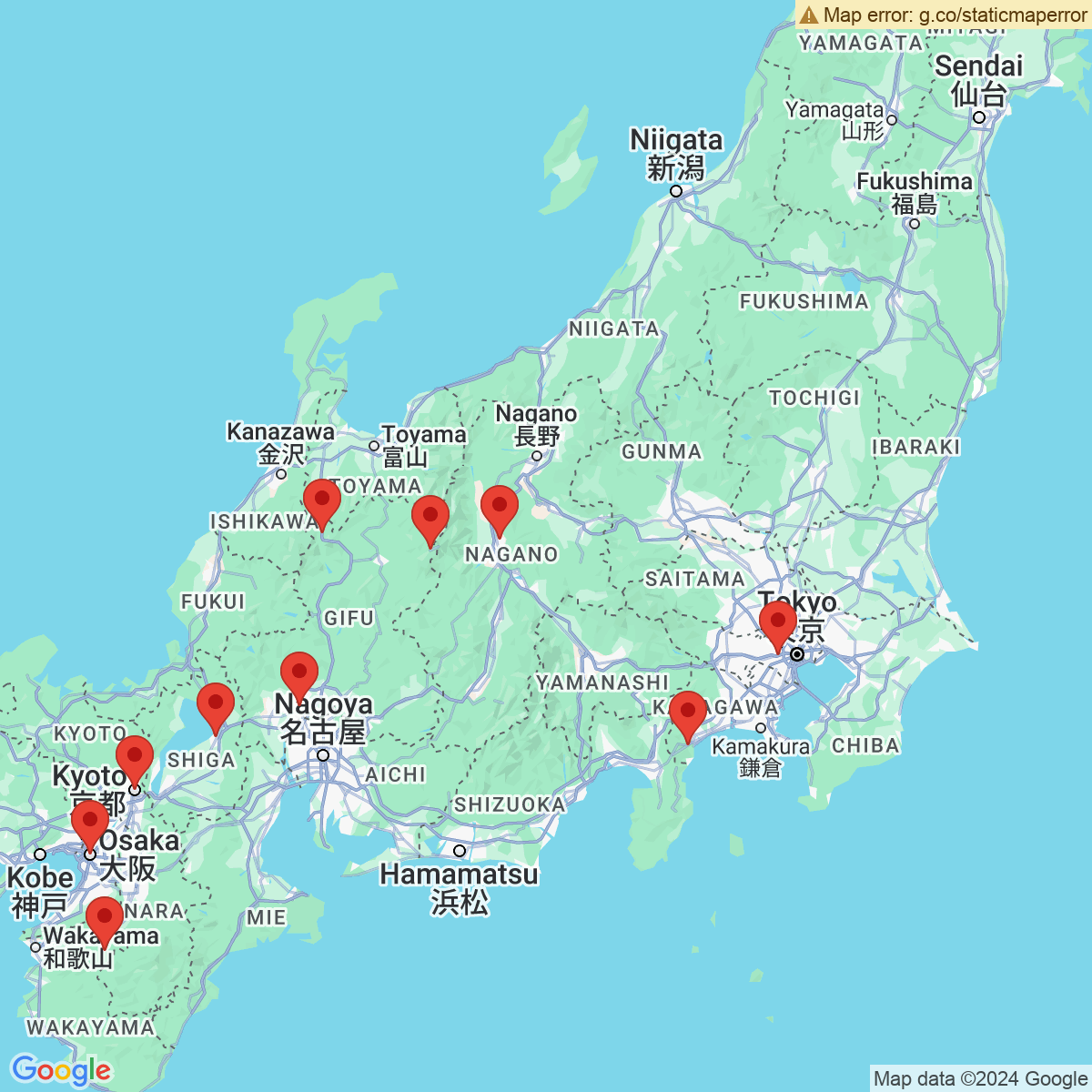 Carte du voyage ENTRE TRADITION ET MODERNITE - JAPON