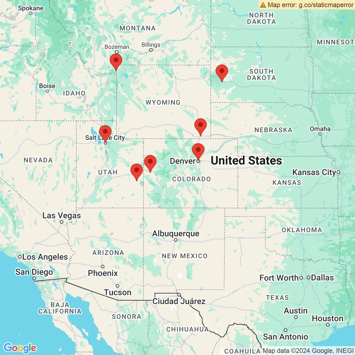 Carte du voyage YELLOWSTONE -USA OUEST