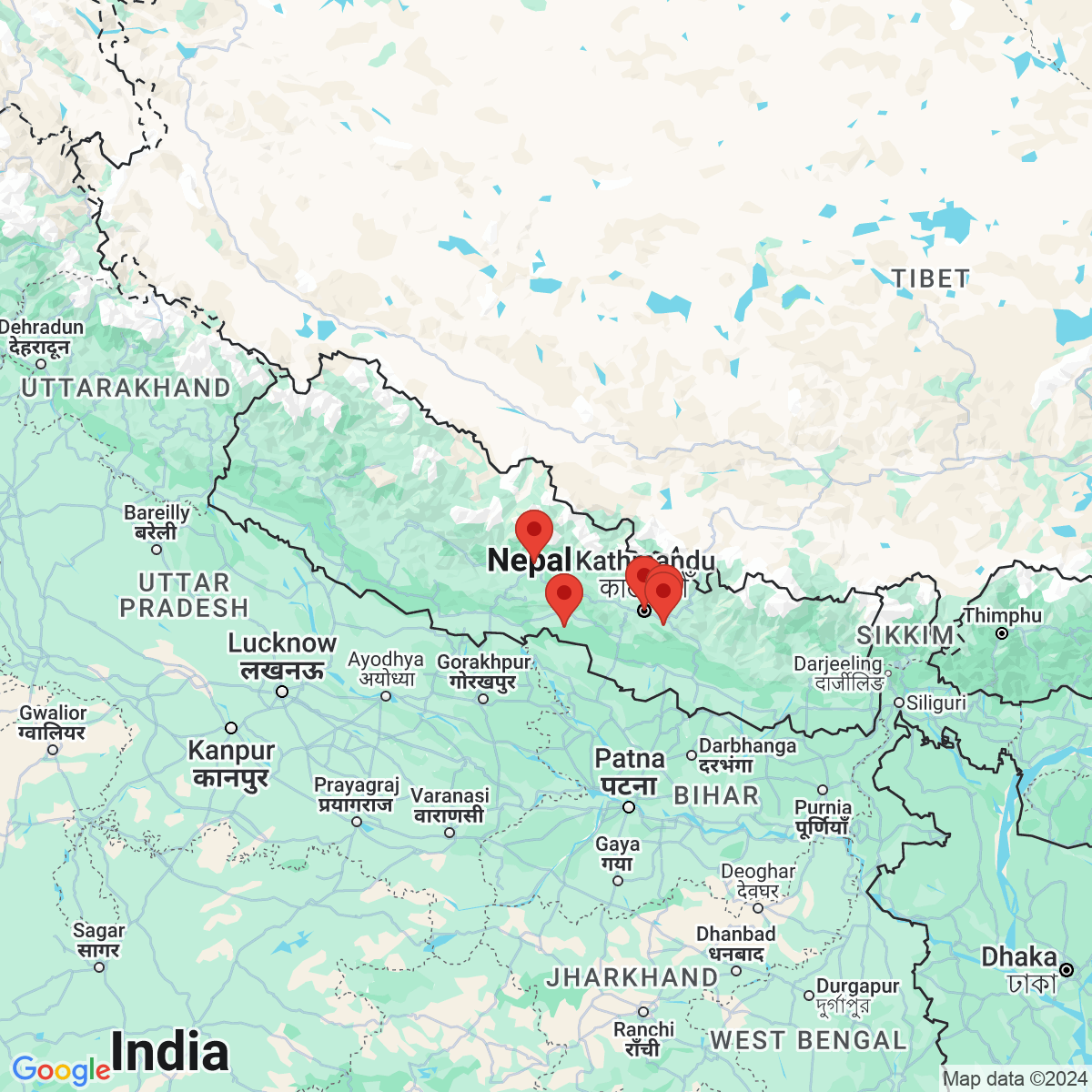 Carte du voyage Beauté Lointaine  -NEPAL