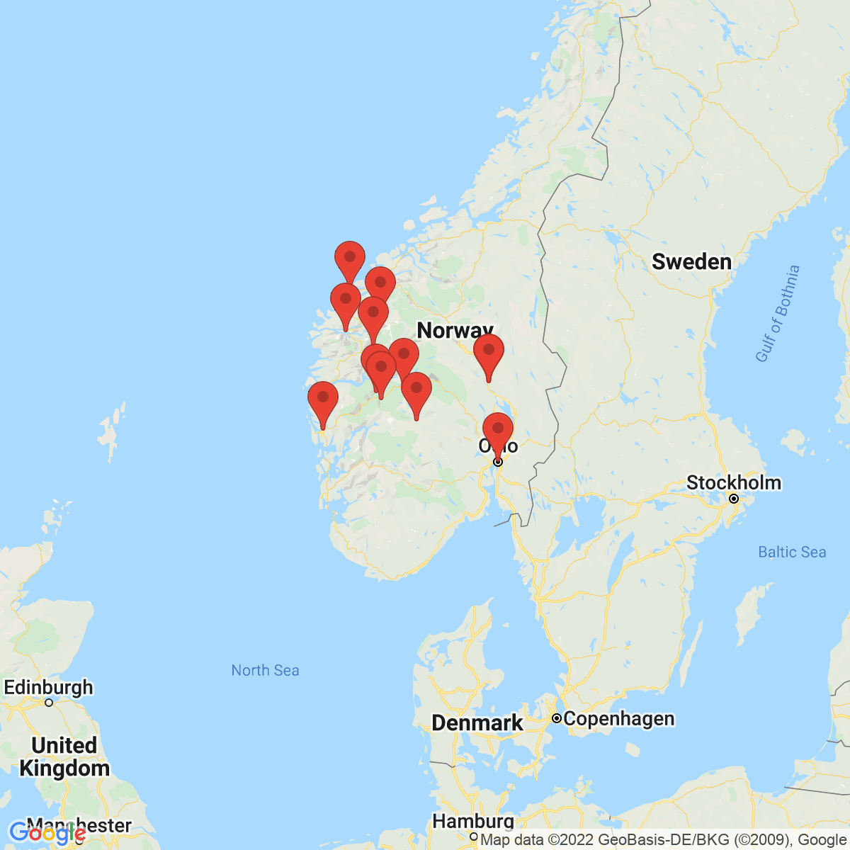 Carte du voyage LES TROIS GRANDS FJORDS